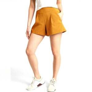 Athleta Textured  Brooklyn Mustard Yellow High-Rise Women's Shorts Size 14
